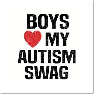 Boys Heart My Autism Swag Funny Boys Love My Autism Swag Posters and Art